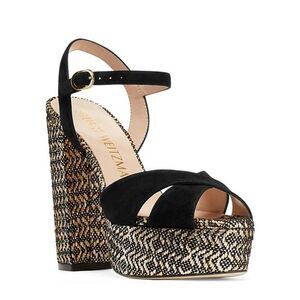 Stuart Weitzman Platform Block heel | 7.5 | Like New | Black + Gold |